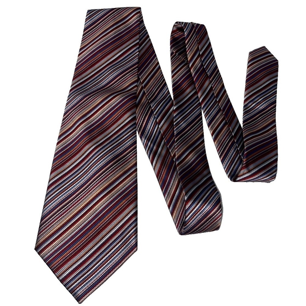 Croft & Barrow 100% Silk Men's Tie Necktie Striped Red Blue Orange White